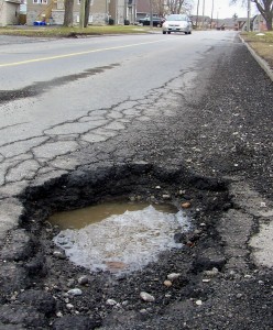 pothole in roadway